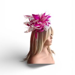 Fuchsia and baby pink wedding fascinator 1