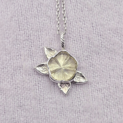 Pendant Only - Carved Clear Quartz Flower Sterling Silver Pendant