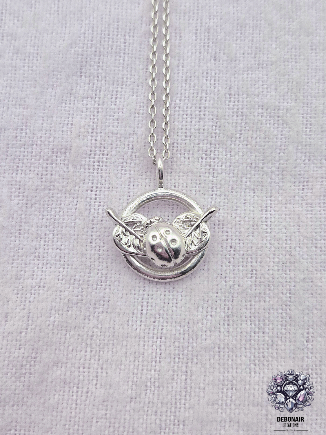 Pendant Only - Ladybird And Leaves Sterling Silver Pendant Pendant Only - Ladybird And Leaves Sterling Silver Pendant