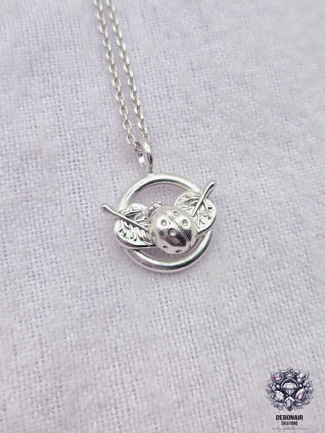 Pendant Only - Ladybird And Leaves Sterling Silver Pendant Pendant Only - Ladybird And Leaves Sterling Silver Pendant