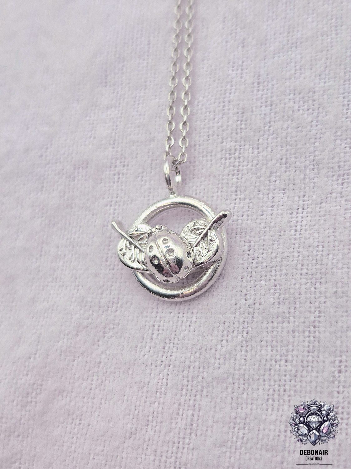 Pendant Only - Ladybird And Leaves Sterling Silver Pendant Pendant Only - Ladybird And Leaves Sterling Silver Pendant