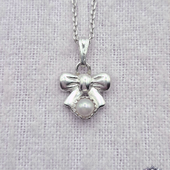 Pendant Only - Freshwater Cultured Pearl Sterling Silver Bow Pendant