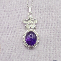 PENDANT ONLY - Floral Amethyst Sterling Silver Pendant