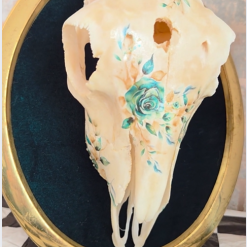 🌿 Emerald – Vintage Framed REALSkull with Floral Details 🌿 1