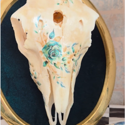 🌿 Emerald – Vintage Framed REALSkull with Floral Details 🌿 4