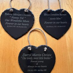 Personalised Slate Heart Memorial Plaque - Hanging