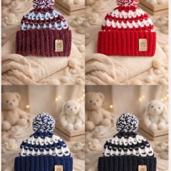 Split Colour (Newborn) Hand-Crocheted Custom Waffle Stitch Hat