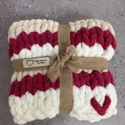 Baby Blanket (Beige-Milk White-Red)
