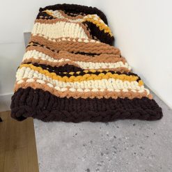 Throw Blanket (Beige-Mustard-Brown)