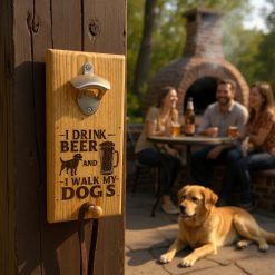 Wall-mounted Wooden Bottle Opener/ Dog Lead Holder