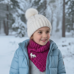 Magenta Pink Snood with Girly Detailed Badge - Kids