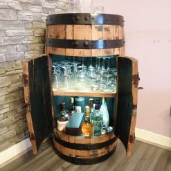 Whiskey barrel drinks cabinet