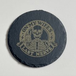 Set x 4 Funny Custom Engraved Skull Coasters Mats Gift - 50 Designs 4 Materials 4