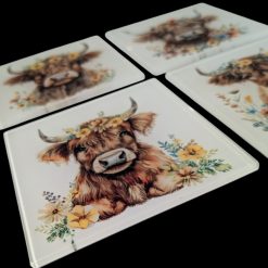 Highland Cow Glass Coasters 5