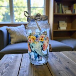 Light Up Elephant Glass Jar 1
