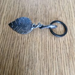 Hand forged leaf key chain