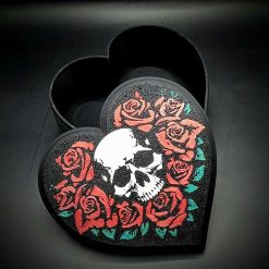 Heart-Shaped Gothic Jewellery Box, Skull, Floral, 3D Printed Macabre, Storage Box, Trinket