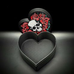 Heart-Shaped Gothic Jewellery Box, Skull, Floral, 3D Printed Macabre, Storage Box, Trinket