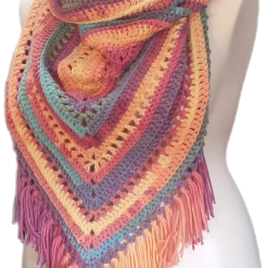 Pastel rainbow hooded scarf
