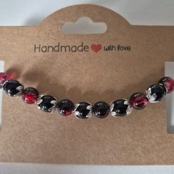 Obsidian Dream - Gothic Bead Bracelet - Black and Red Marble