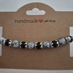 Obsidian Dreams - Gothic Bead Bracelet - Marble Effect
