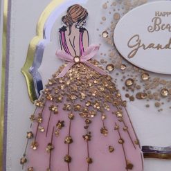 Luxury Handmade 'Happy Birthday Beautiful Granddaughter' Lilac, White, Gold - Girl in pink & Gold dress 1