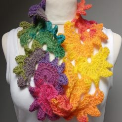 Crochet Angora-Style Flower Infinity Scarf