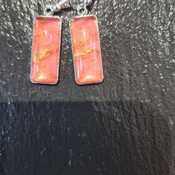 Alcohol ink orange and gold drop earrings