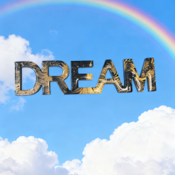 DREAM Free Standing Resin Ornament - Black & Gold