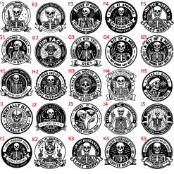 Set x 4 Funny Custom Engraved Skull Coasters Mats Gift - 50 Designs 4 Materials 7