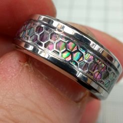 Abalone Honeycomb custom ring UK handmade Size 8