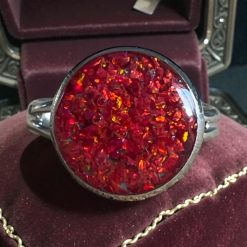 Opal (Black Flame) Adjustable Ring