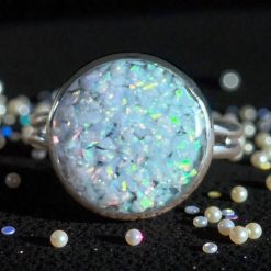 Opal (Black Flame) Adjustable Ring
