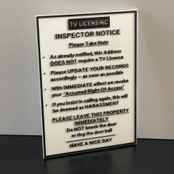 TV Television Licence Not Required Inspector Notice Door Window Sign Black text 1