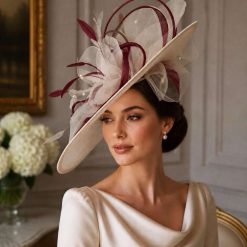 Elegance tulle statement hattinator in ivory and pearls with contrast trim