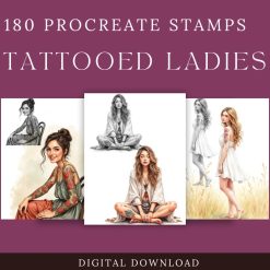 180 Tattooed Ladies stamps for procreate 1 180 Tattooed Ladies stamps for procreate 1