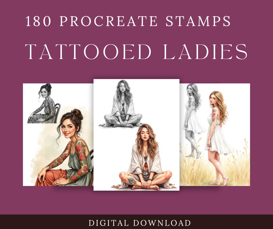 180 Tattooed Ladies stamps for procreate 180 Tattooed Ladies stamps for procreate