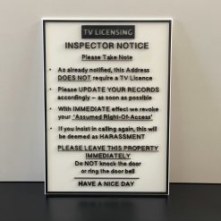TV Television Licence Not Required Inspector Notice Door Window Sign Black text 2
