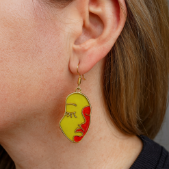Earrings - Face Red/Lime 1