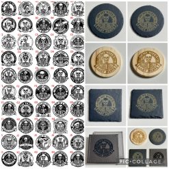 Set x 4 Funny Custom Engraved Skull Coasters Mats Gift - 50 Designs 4 Materials