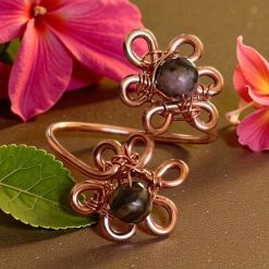 Rhodonite 'Flower' Adjustable Ring (Copper)