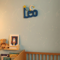 Personalized Felt Name Banner – Hand-Stitched Baby Name Sign – Moon & Stars Kids Room Decor