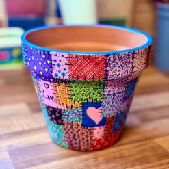 Hand painted Terracotta Pot (Patchwork)