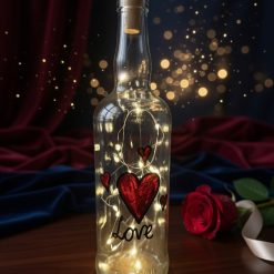 Hand Painted Love Heart Fairy Light Bottle