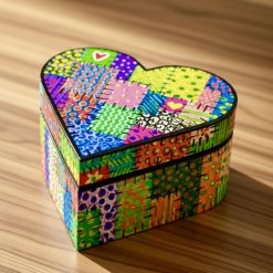Vibrant Patchwork Heart Trinket Box