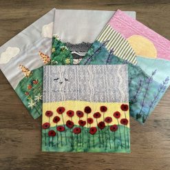 Set of 4 embroidered blank cards. Photo cards
