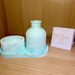 Marbled Three‑Piece set - tray, pot/candle and diffuser bottle/vase