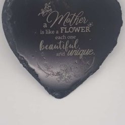 Personalised Heart Shaped Slate Coaster - Mum Gift