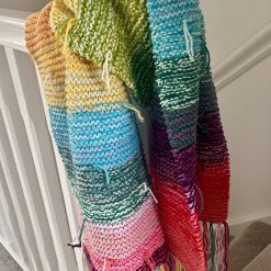 Handmade Scrappy Knit Scarf – Colourful Patchwork | One of a Kind | Cosy & Unique