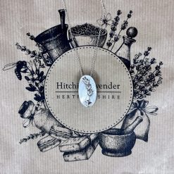 Large Fine silver Lavender pendant on a sterling silver chain with gift box